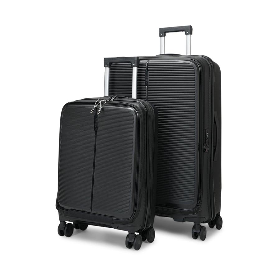 Caselite Venture 57cm & 76cm Top Open Hardside Luggage Set Black Black