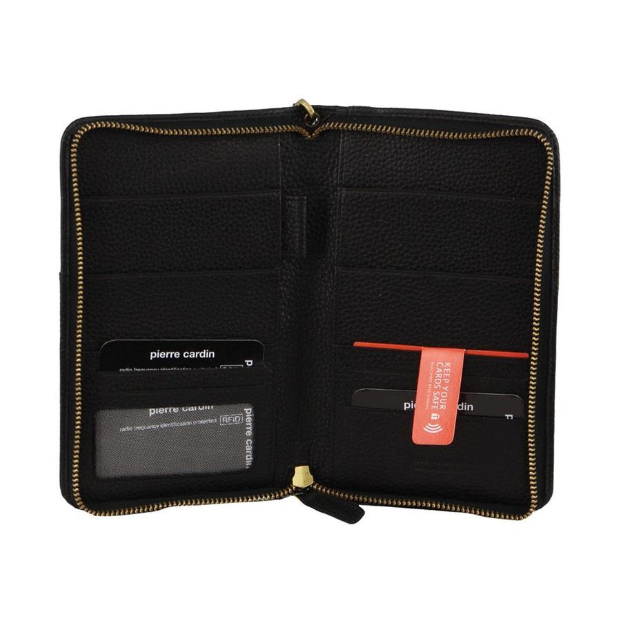Pierre Cardin Amalie Italian Leather Passport Wallet Black Black