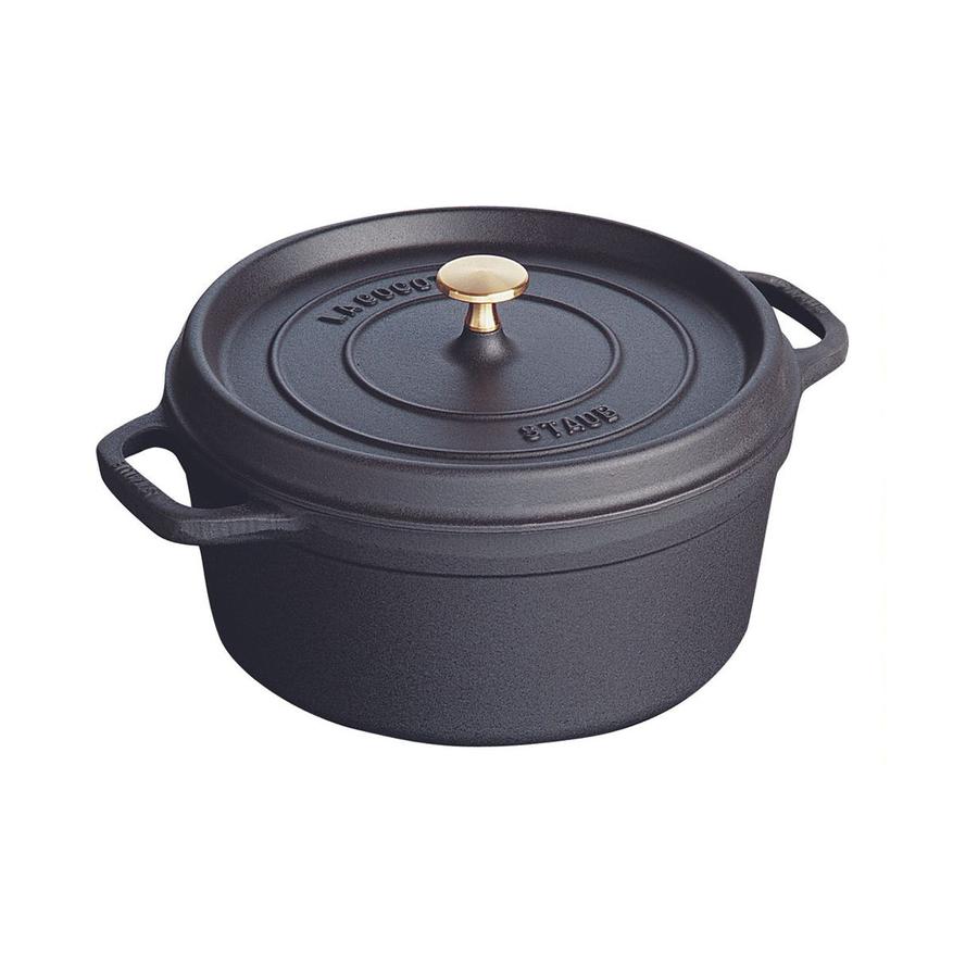 Staub 28cm (6.7L) Round Cocotte Black Black