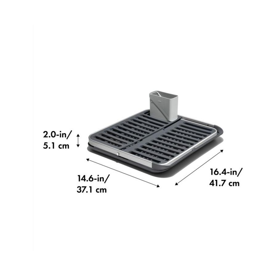OXO Good Grips Aluminium Fold Flat Dish Rack Silver/Grey Silver/Grey