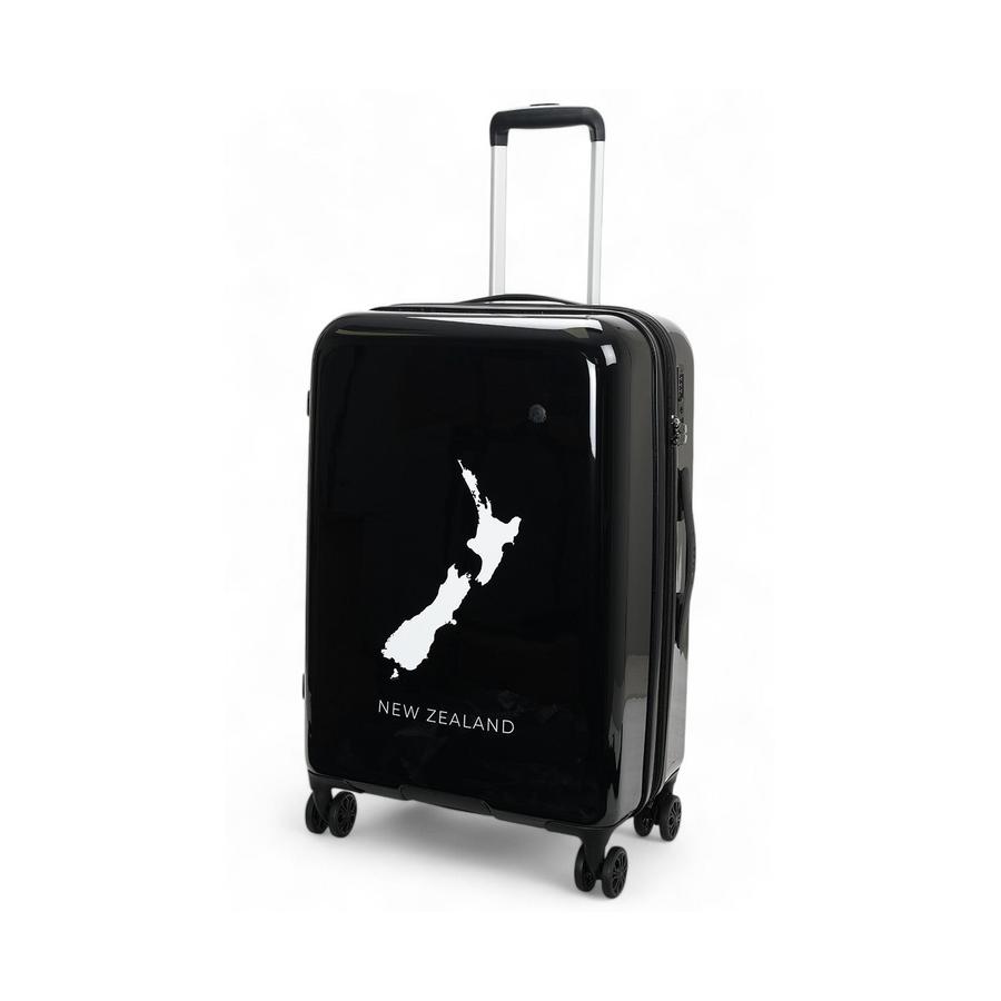 Caselite NZ Map 67cm Hardside Checked Suitcase Black Black