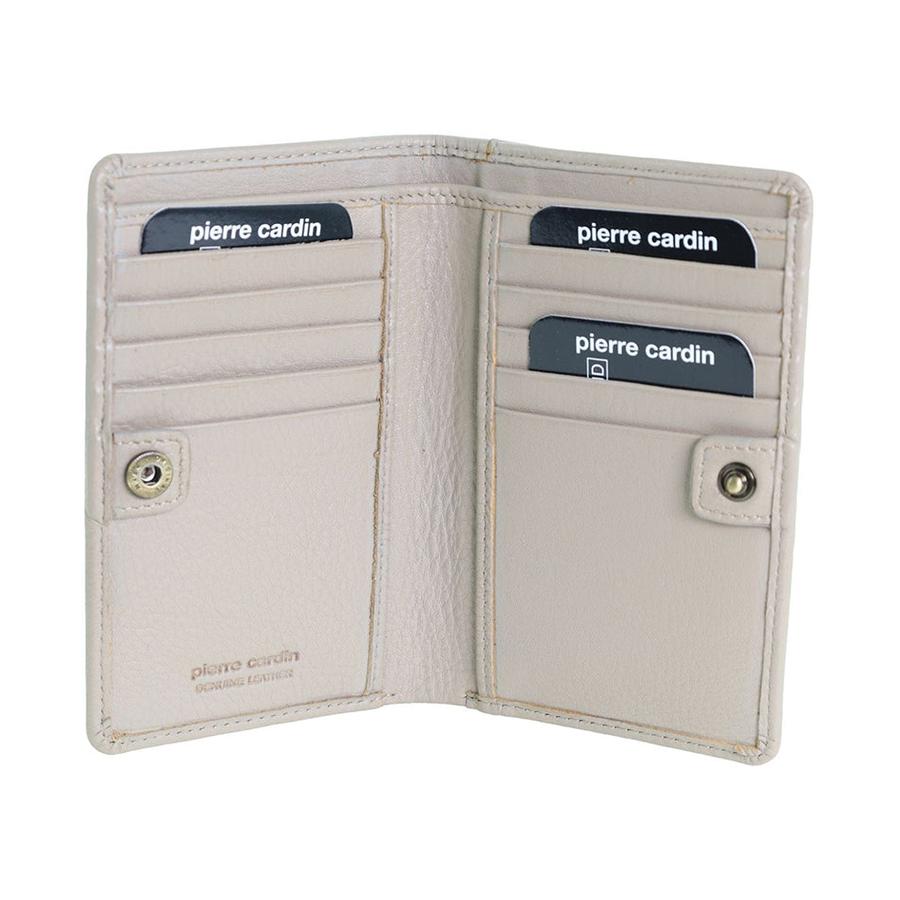 Pierre Cardin Shayla Ladies Leather Snap Button Bi-Fold Wallet Taupe Taupe