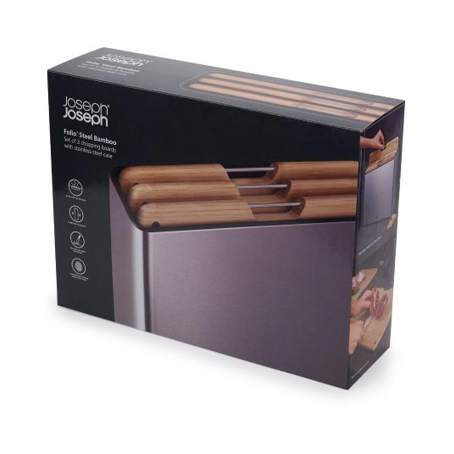 Joseph Joseph Folio Steel 3-Piece Chopping Board Set Bamboo Bamboo