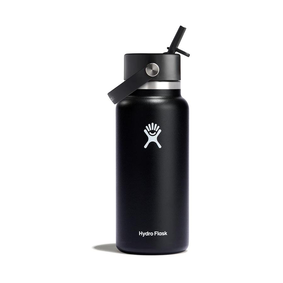 Hydro Flask 32oz (946ml) Wide Mouth w/ Flex Straw Cap Black Black