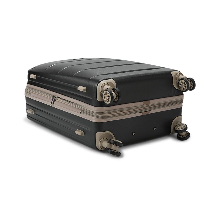Pierre Cardin Marino 70cm Hardside Checked Suitcase Black Black