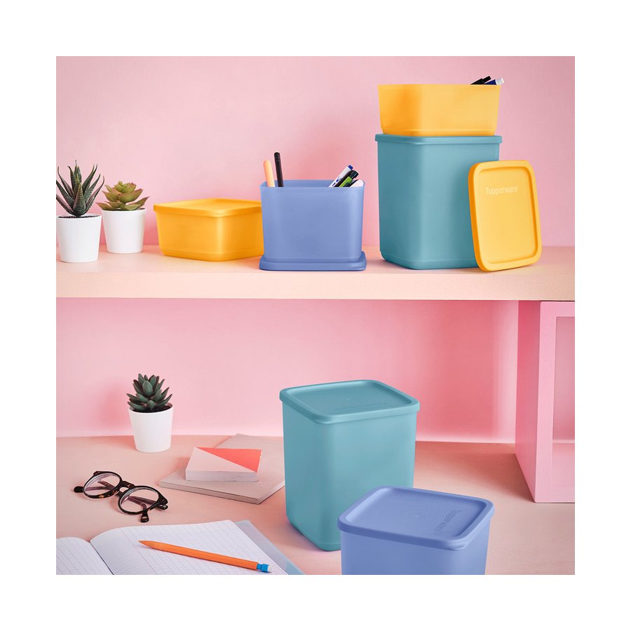 Tupperware Stacking Square Container Set (3 Piece) Multi Coloured Multi Coloured
