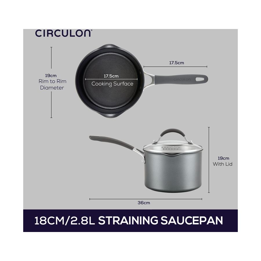 Circulon ScratchDefense A1 18cm Covered Saucepan Black Black