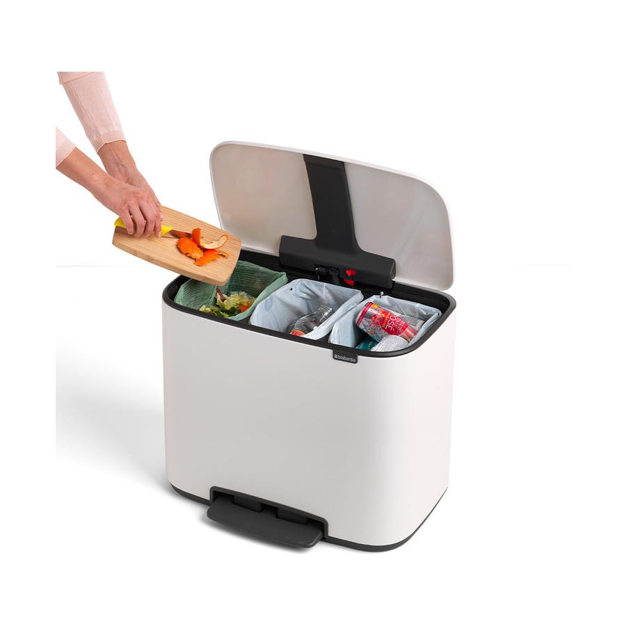 Brabantia Bo Pedal Bin (3 x 11L) White White