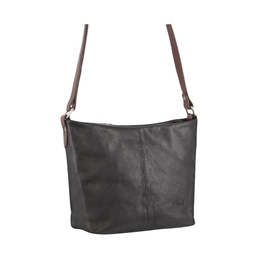Milleni Evie Women's Leather Crossbody Bag Black/Chestnut Black/Chestnut