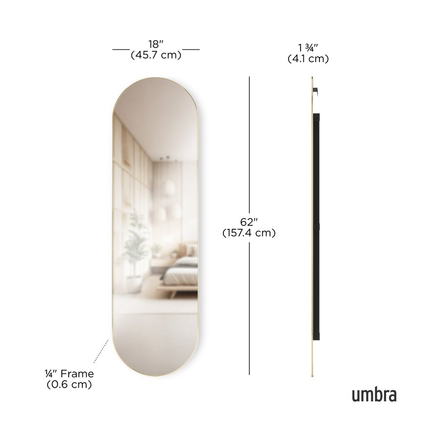 Umbra Hubba Pill Mirror (157cm x 46cm) Brass Brass