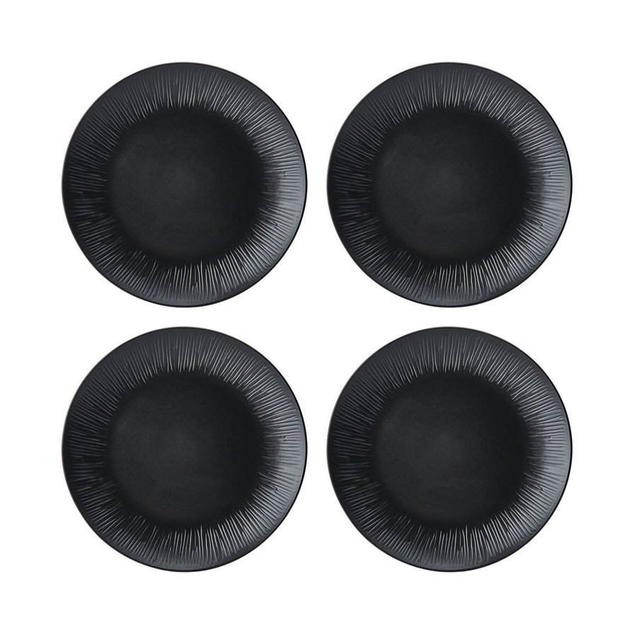 Mikasa Jardin Midnight 12-Piece Stoneware Dinner Set Black Black