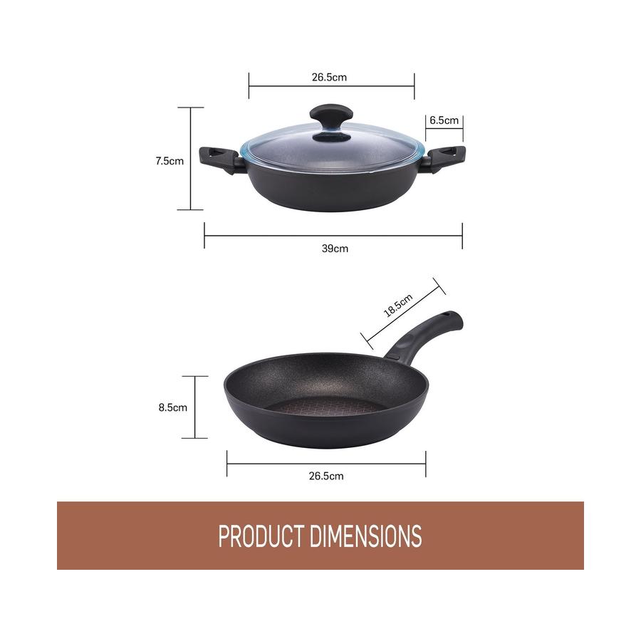 Essteele Per Salute 2 Piece Cookware Set Black Black