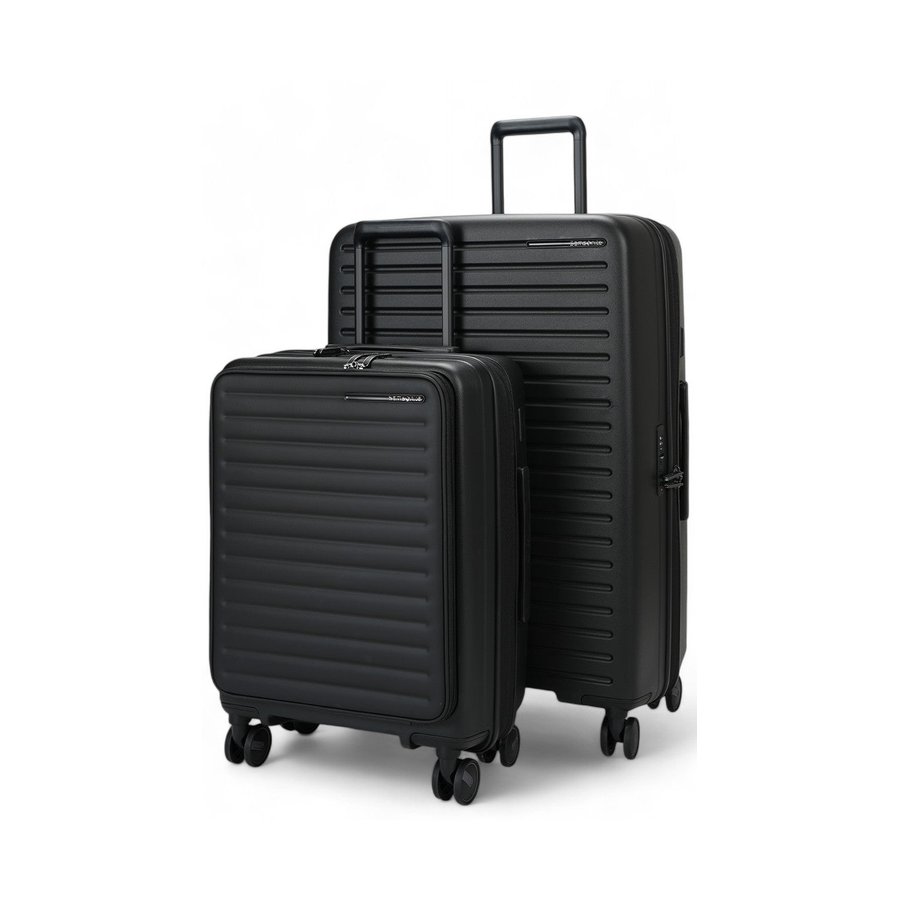 Samsonite Restackd 55cm Easy Access & 75cm Luggage Set Black Black