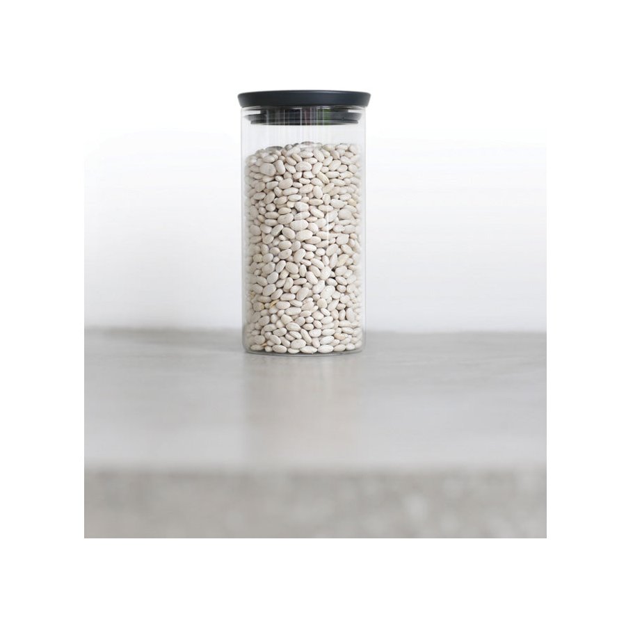 Brabantia Stackable Glass Jar (1.1L) Dark Grey Dark Grey