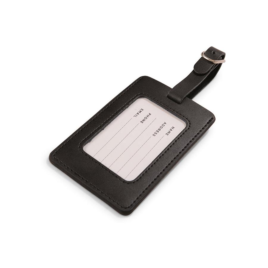 Explorer Leather Luggage Tag Black Black