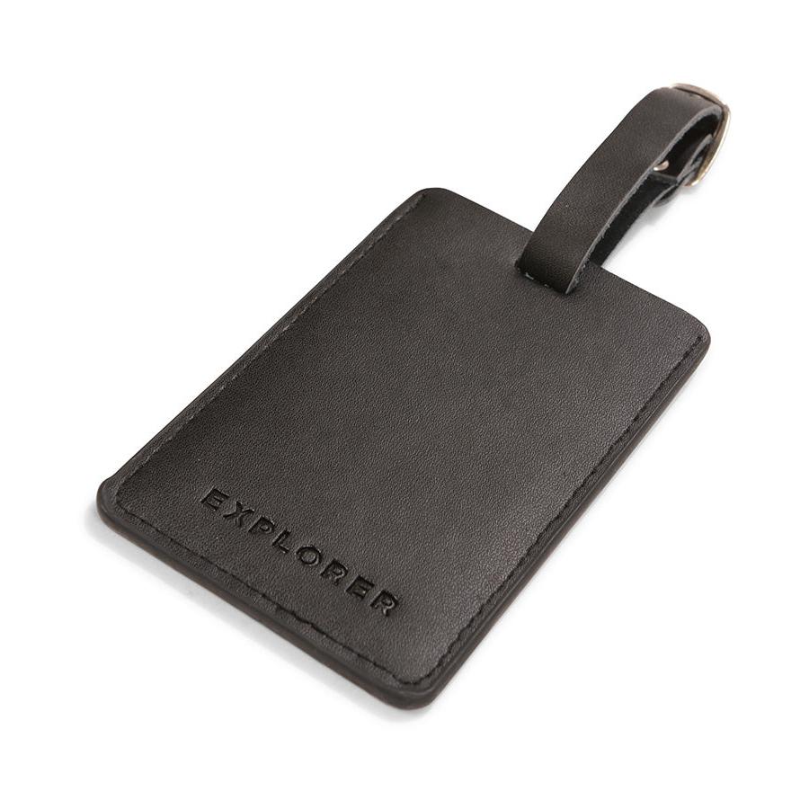 Explorer Leather Luggage Tag Black Black