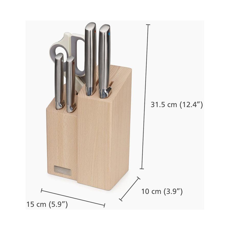 Joseph Joseph Elevate Fusion 5-Piece Knife & Scissor Set Beech Beech