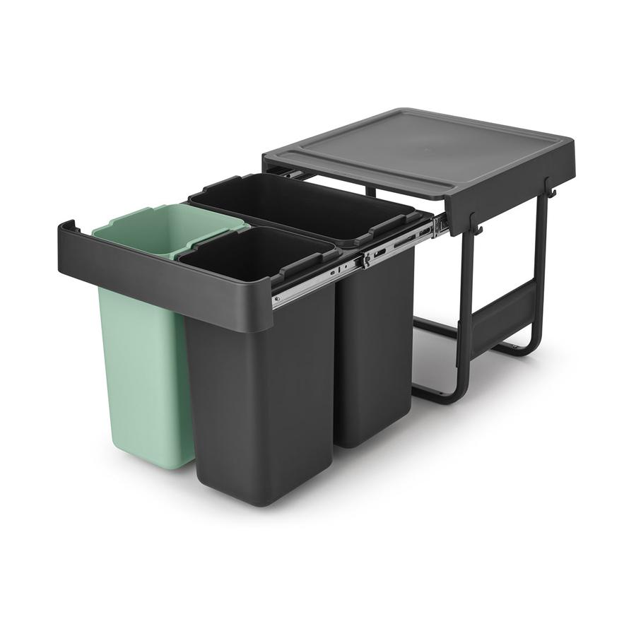 Brabantia Sort & Go Built-In Bin (10+10+20L) Dark Grey & Jade Green Dark Grey & Jade Green