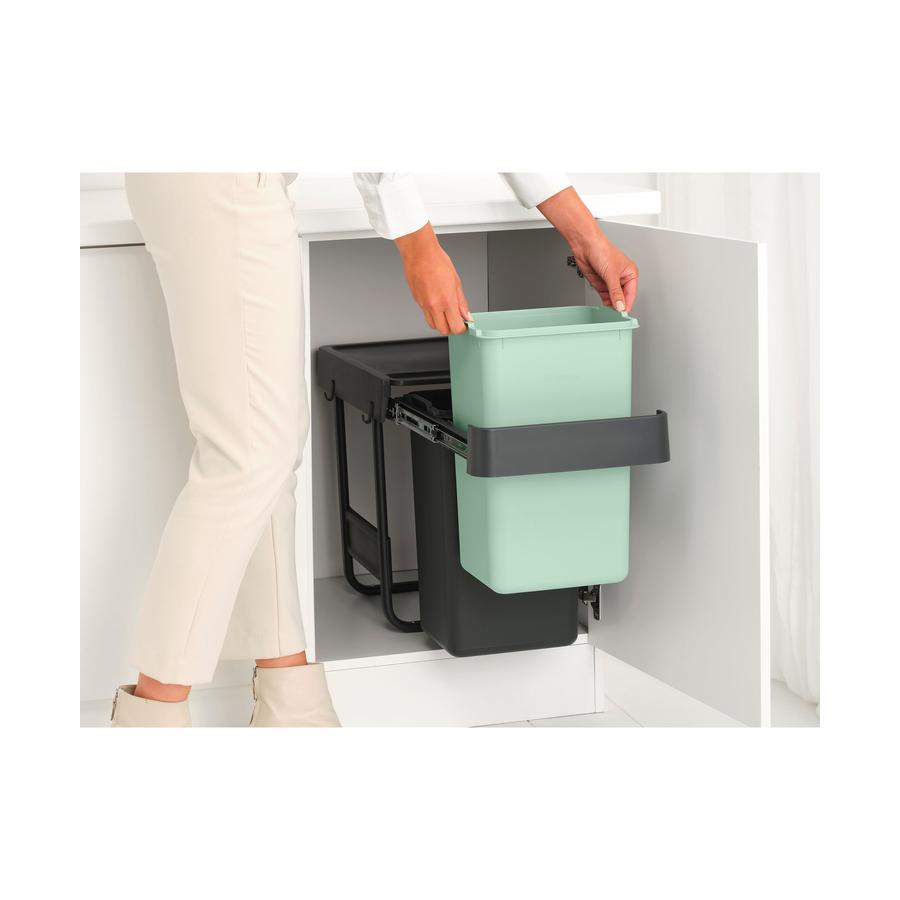 Brabantia Sort & Go Built-In Bin (2 x15L) Dark Grey & Jade Green Dark Grey & Jade Green
