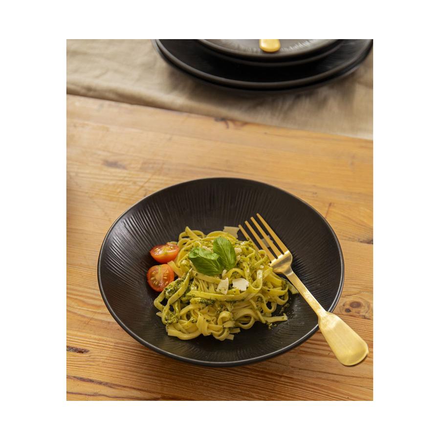 Mikasa Jardin Midnight 20cm Stoneware Pasta Bowls (Set of 4) Black Black