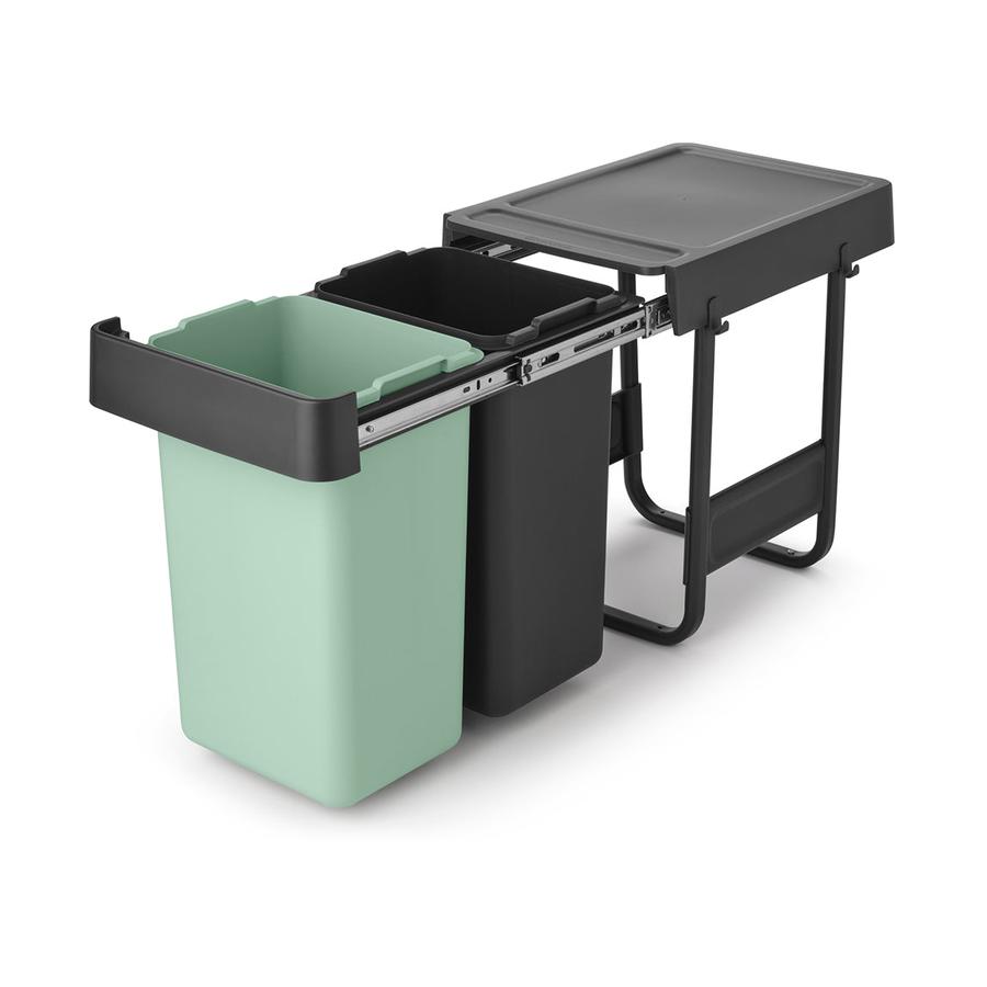 Brabantia Sort & Go Built-In Bin (2 x15L) Dark Grey & Jade Green Dark Grey & Jade Green