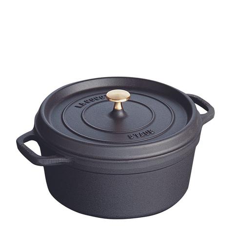 Staub 26cm (5.2L) Round Cocotte Black