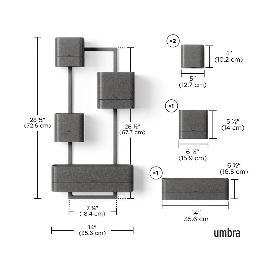 Umbra Cubiko Wall Planter Black Black