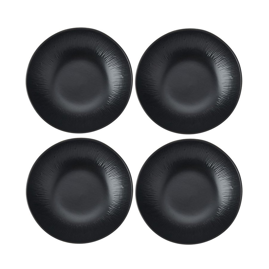 Mikasa Jardin Midnight 20cm Stoneware Pasta Bowls (Set of 4) Black Black