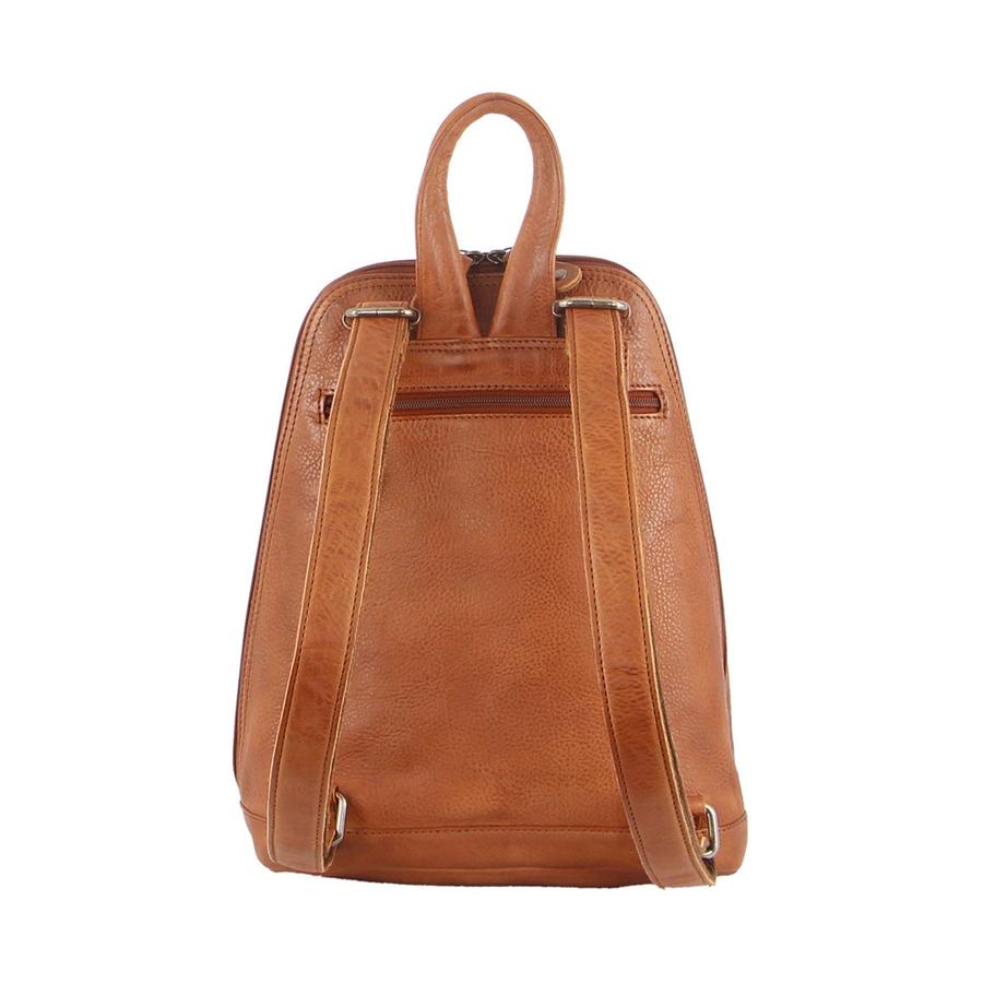 Milleni Anya Women's Leather Twin Zip Backpack Cognac Cognac