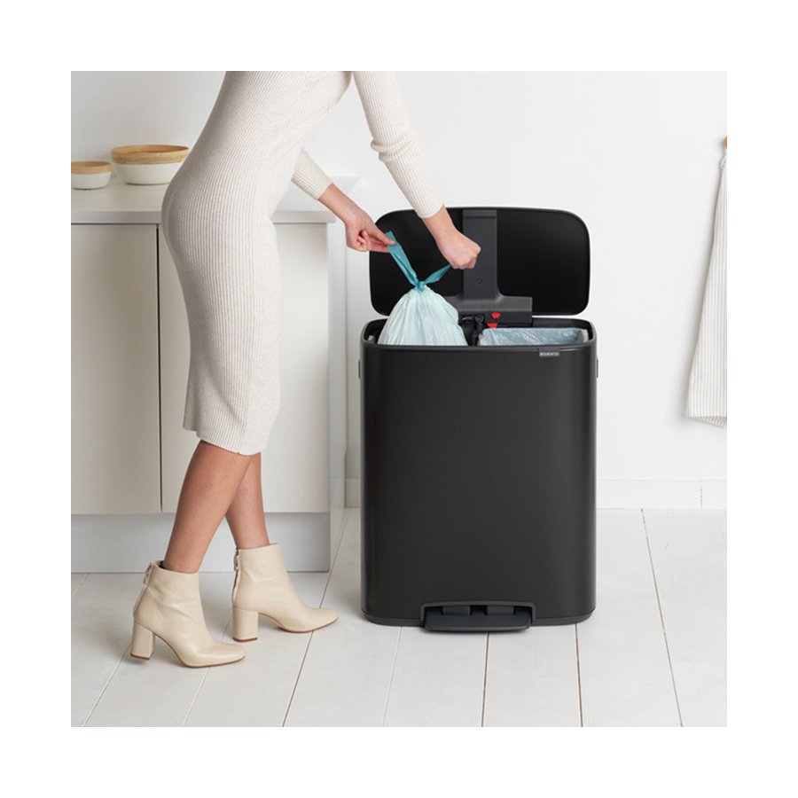 Brabantia Bo Pedal Bin (2 x 30L) Matte Black Matte Black
