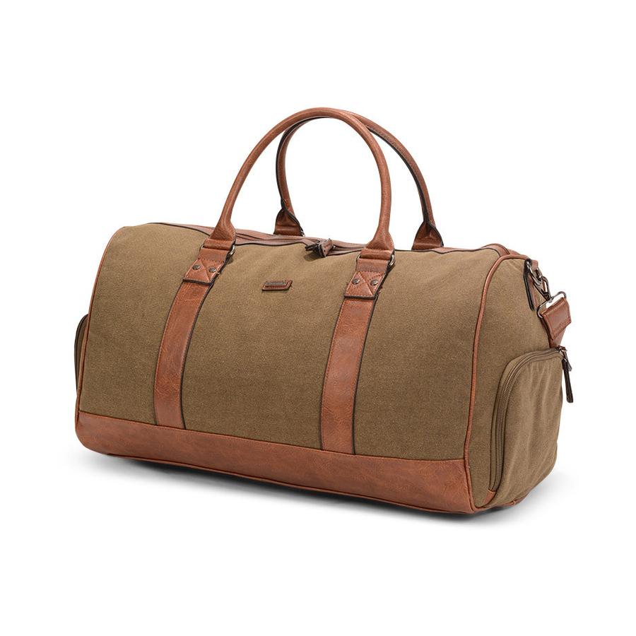 Pierre Cardin Cross Canvas Overnight Bag Brown Brown