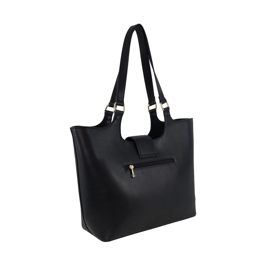 Milleni Aeris Ladies Vegan Leather Fashion Caryall Tote Bag Black Black