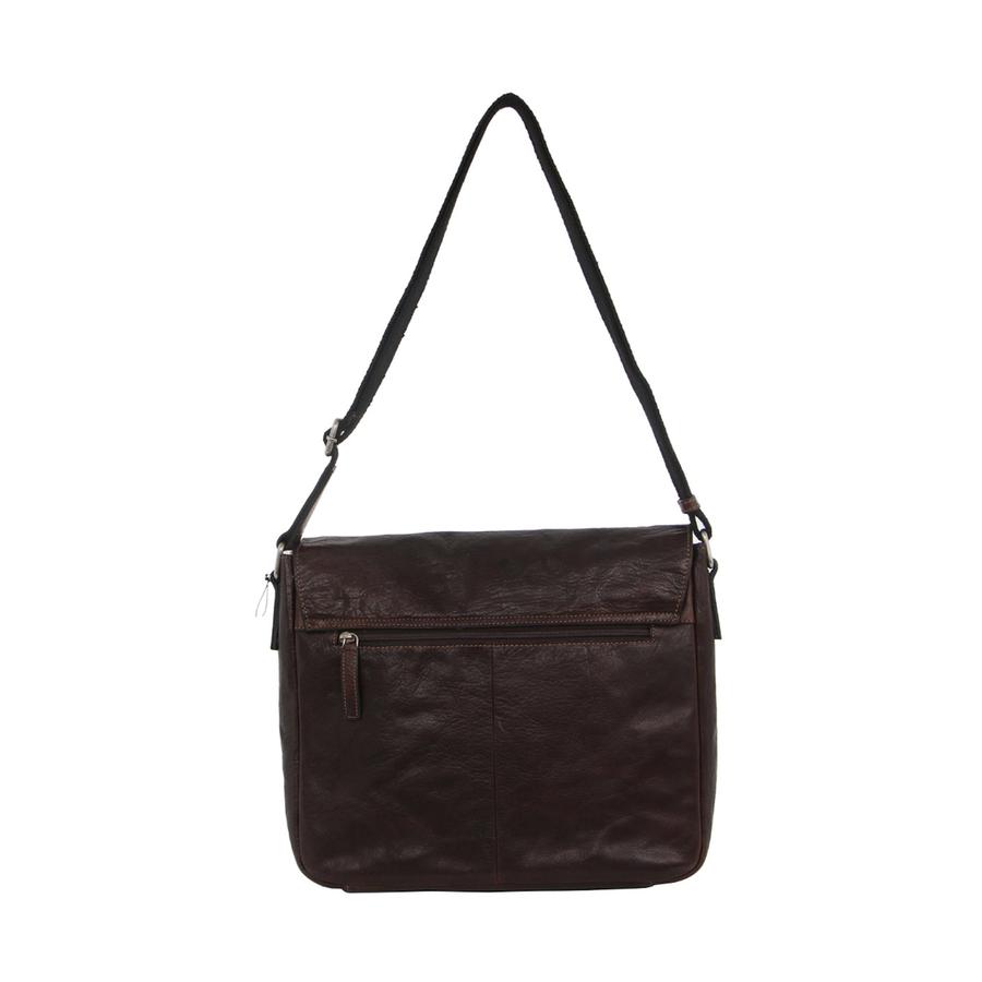 Pierre Cardin Duke Rustic Leather 13" Laptop Bag Brown Brown