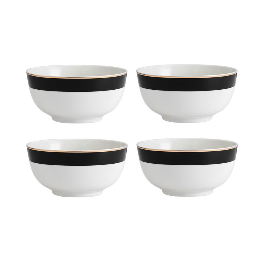 Mikasa Luxe Deco 14cm China Cereal Bowls (Set of 4) Black/White Black/White