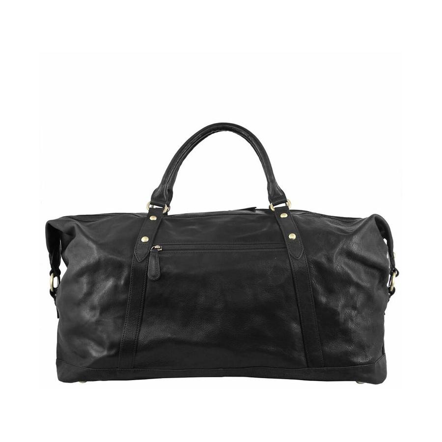 Pierre Cardin Kennedy Rustic Leather Overnight Duffle Bag Black Black