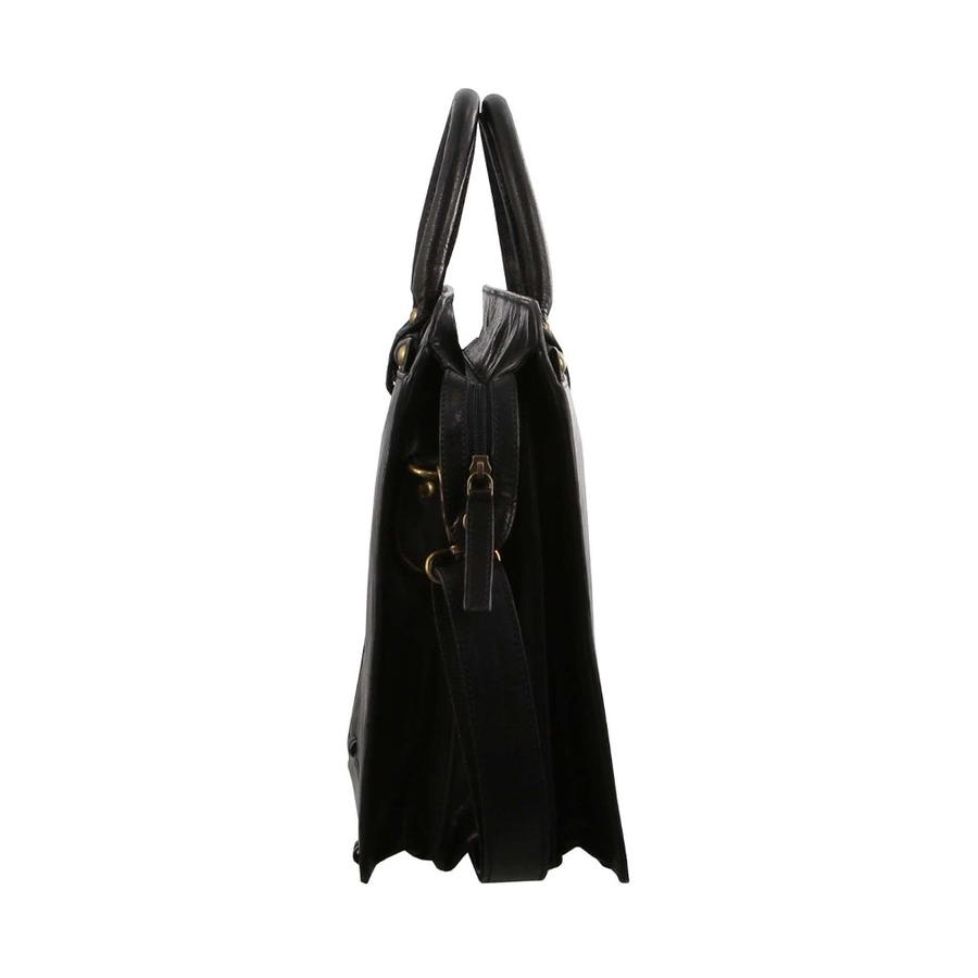 Pierre Cardin Odell Rustic Leather 15" Laptop Bag Black Black