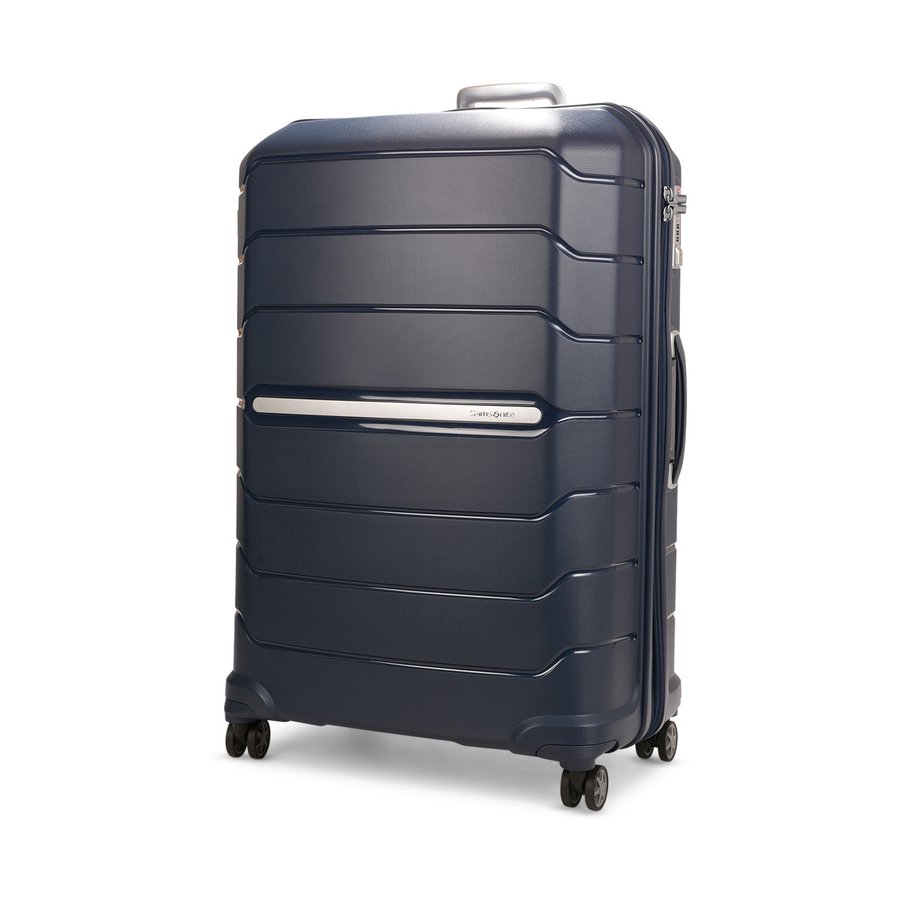 Samsonite Oc2lite 81cm Hardside Checked Suitcase Navy Navy