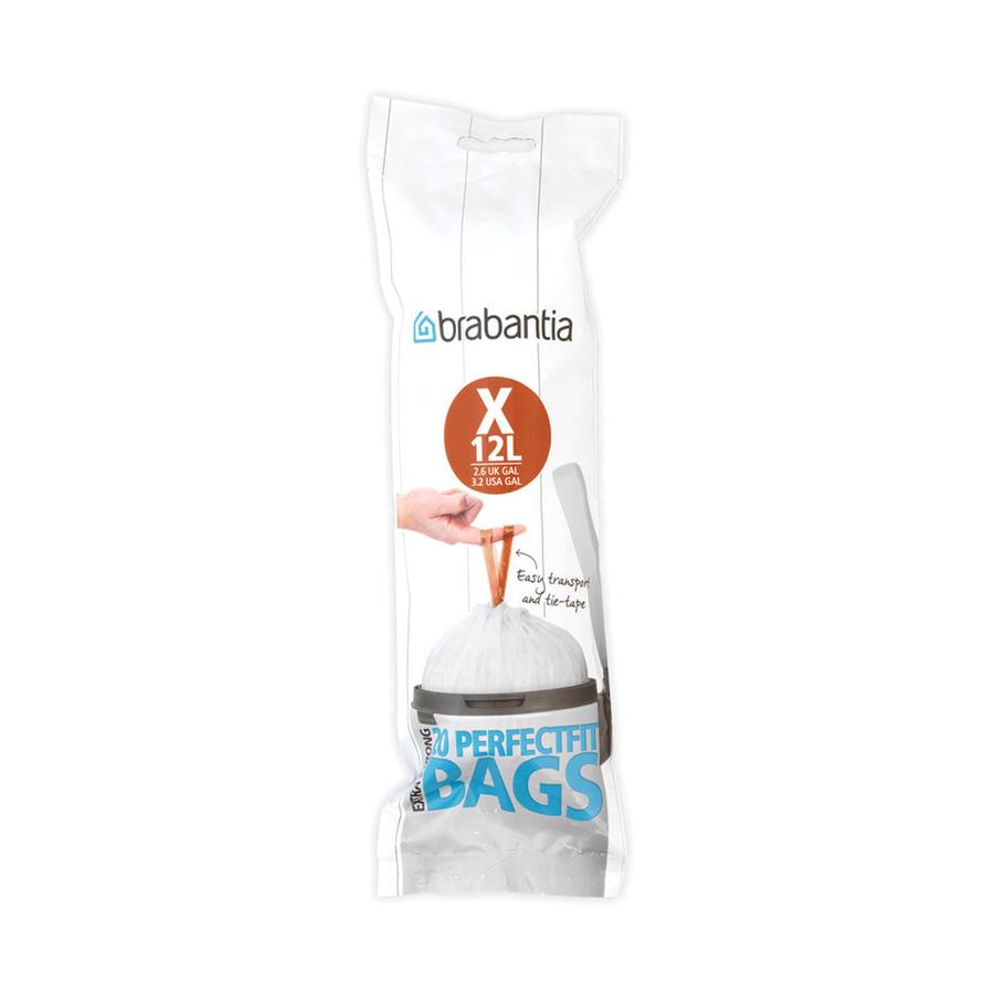 Brabantia PerfectFit Bags Code X (10-12L) Pack of 20 White White