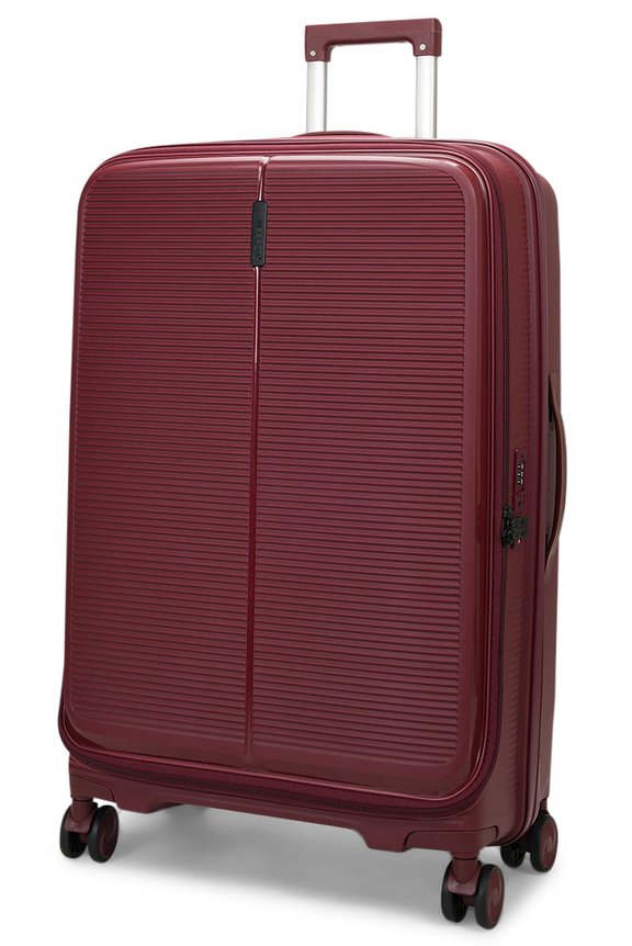 Caselite Venture 76cm Top Open Hardside Checked Suitcase Dark Red