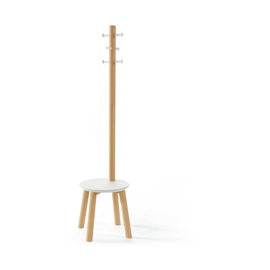 Umbra Pillar Stool with Built-In Coat Rack White/Natural White/Natural