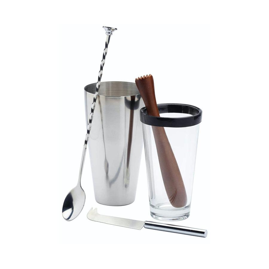 Barcraft Mojito Cocktail 4 Piece Set Silver Silver