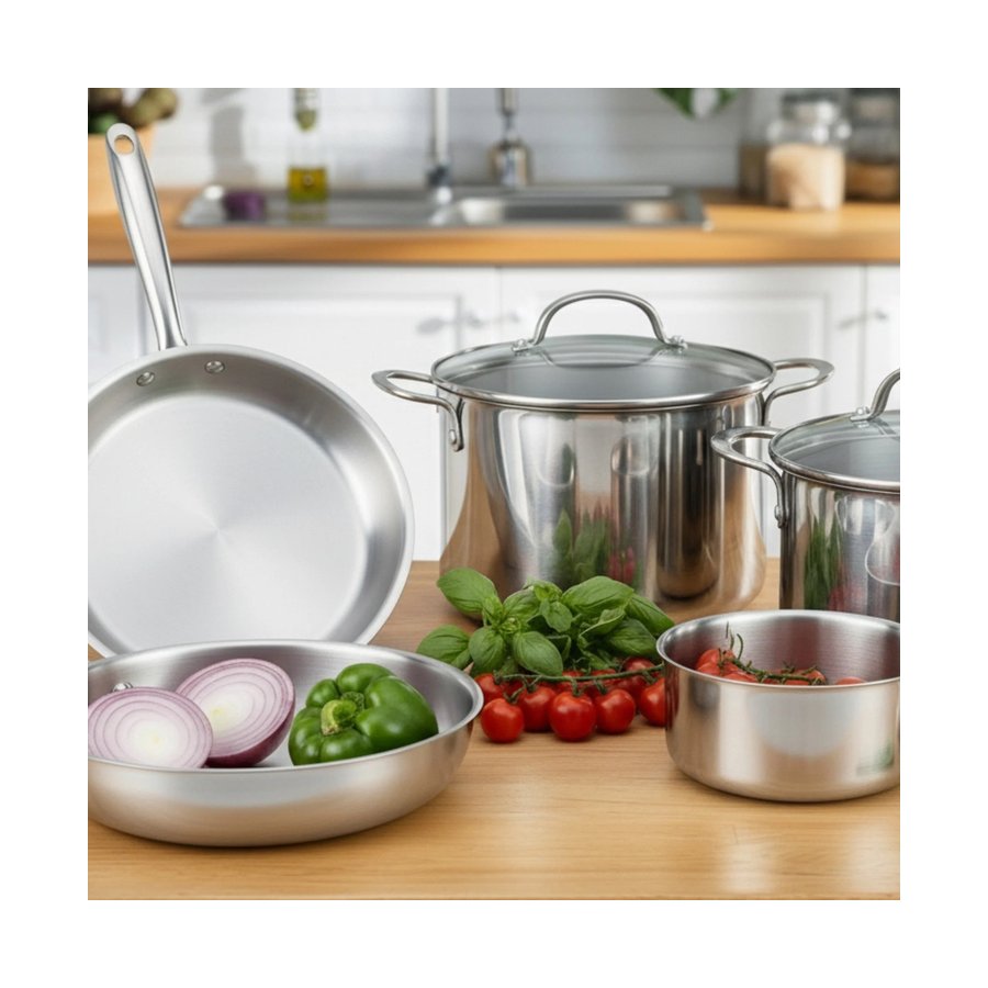 Raco Steel Essentials Induction 5 Piece Cookware Set Stainless Steel Stainless Steel