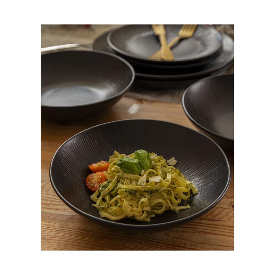 Mikasa Jardin Midnight 20cm Stoneware Pasta Bowls (Set of 4) Black Black