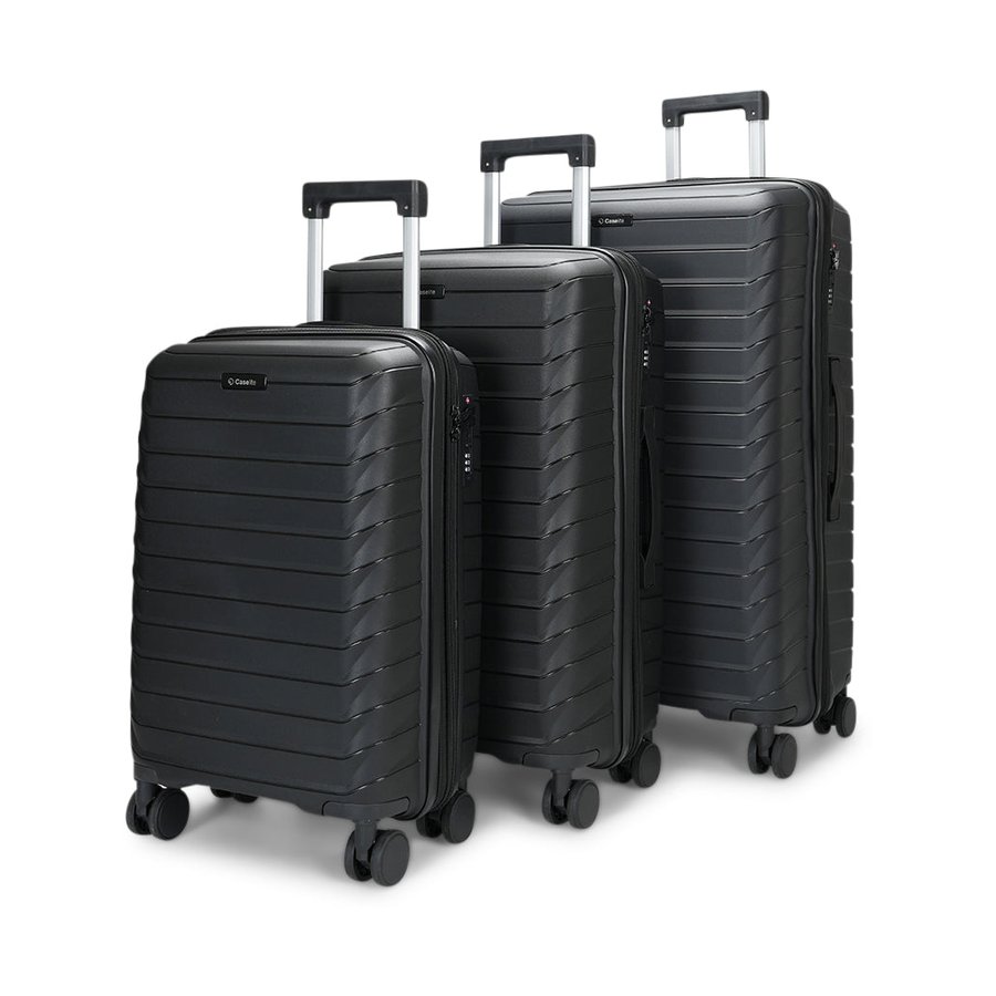 Caselite Expedition 56cm, 65cm & 75cm Hardside Luggage Set Black Black