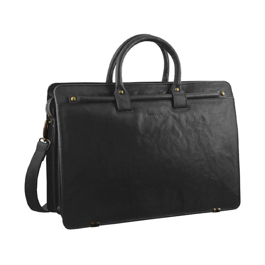 Pierre Cardin Odell Rustic Leather 15" Laptop Bag Black Black