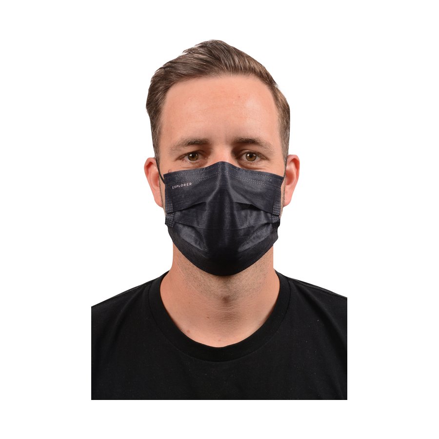 Explorer Disposable Face Mask - 20 Pack Black Black
