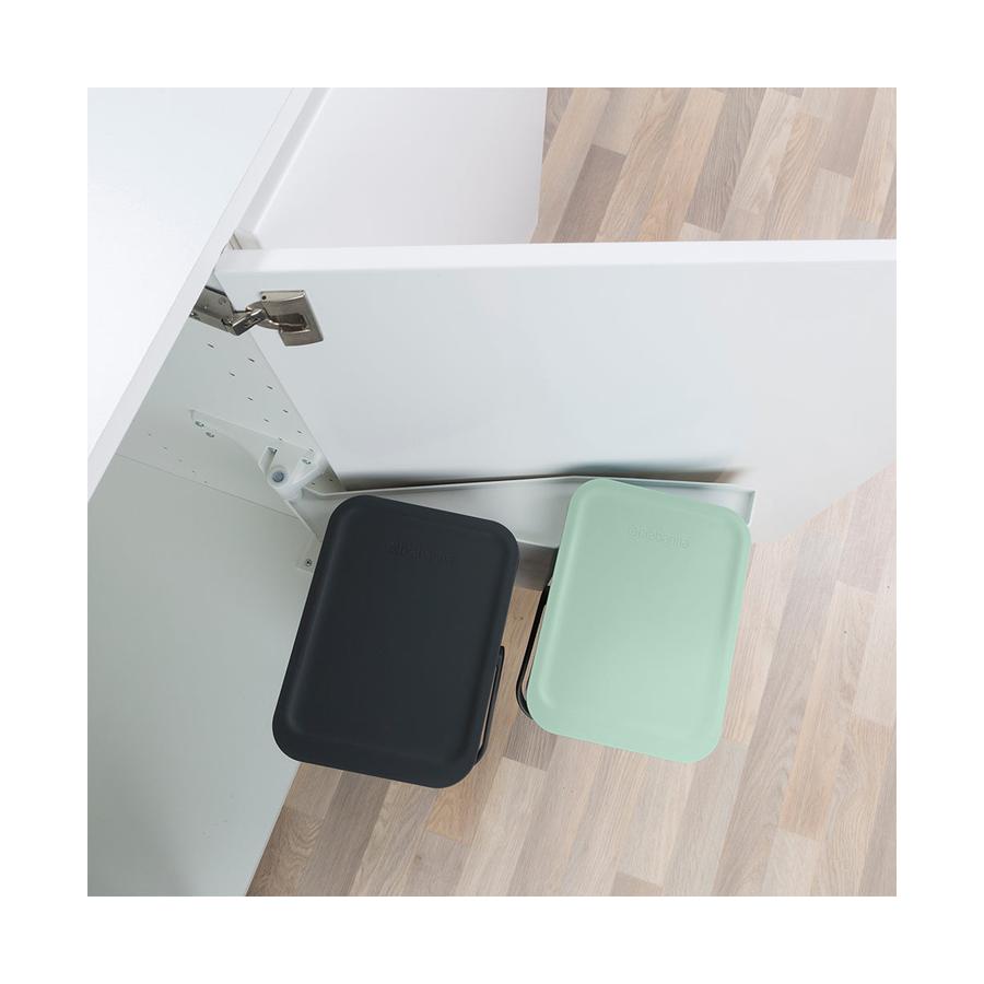 Brabantia Sort & Go Built-In Bin (2 x 12L) Jade Green/Grey Jade Green/Grey