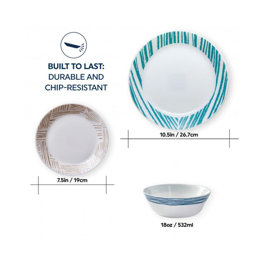 Corelle Everyday 12 Piece Crockery Set Geometrica Geometrica