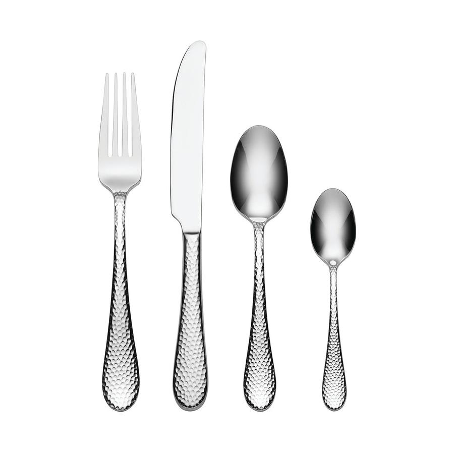 Oneida Tibet Hammered 24 Piece Cutlery Set Stainless Steel Stainless Steel
