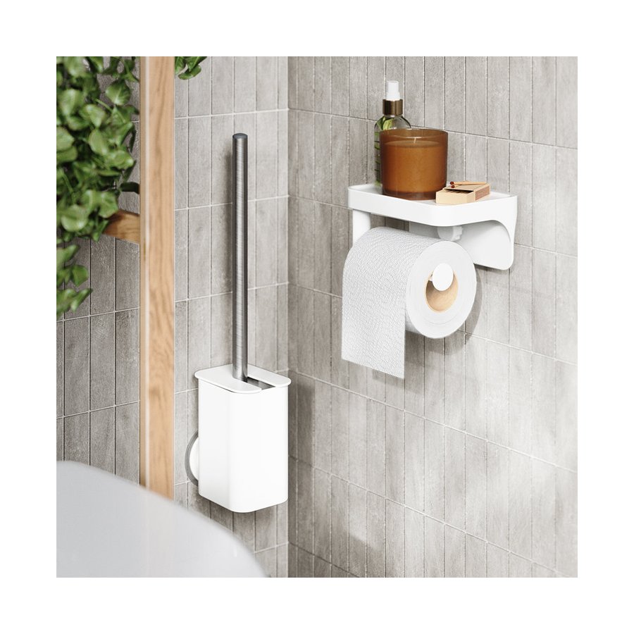 Umbra Flex Adhesive Toilet Brush & Holder White White